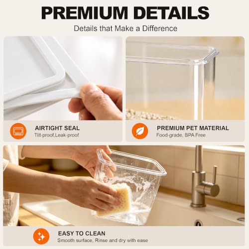 4PCS Home Organization Storage Set, 2 Front Access Clear Storage Bins & 2 Airtight Containers, Stackable for Snacks, Trash Bags, Coffee Pods, Seasonings, Cleaning Supplies, Pantry Under Sink - size: plastic lid