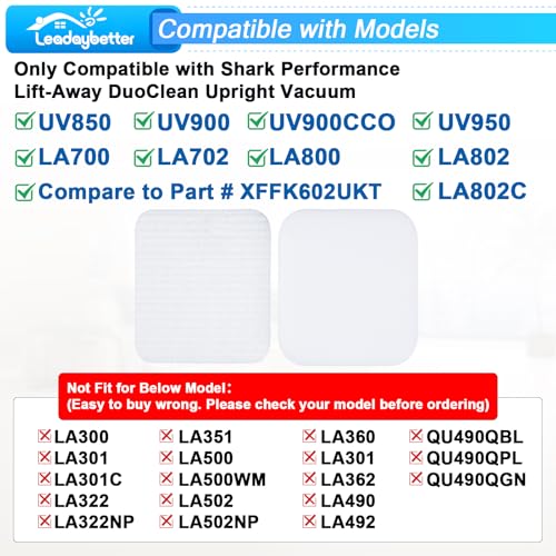 Leadaybetter Duo Clean Foam Vacuum Filter Replacement for Shark UV900 - color: UV850-4 Foam Filters