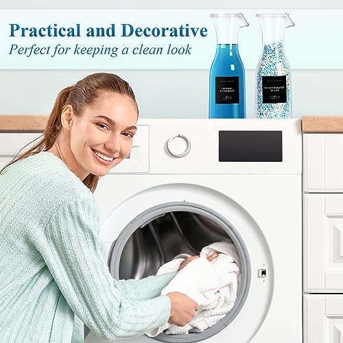 Laundry Detergent Dispenser Bottle 40oz with Waterproof Label for Detergent, Soap, Fabric Softener, Scent Booster Beads, Sturdy PET Bottle for Laundry Room Decor - 2 Pack Black - color: 2 Pack 40oz-Black
