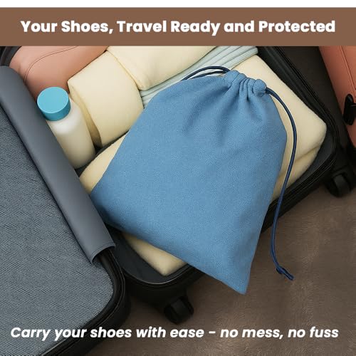 LFH Cotton Rich Shoe Storage Bags with Drawstring, Dustproof Breathable Reusable Organizer, Perfect For Travel, Dorm, Hotel, College, Gym, Easy to Carry, Machine Washable 8"x17" (Pack of 2) - Sky Blue - color: Sky Blue, size: 8"x17" (Pack of 2)