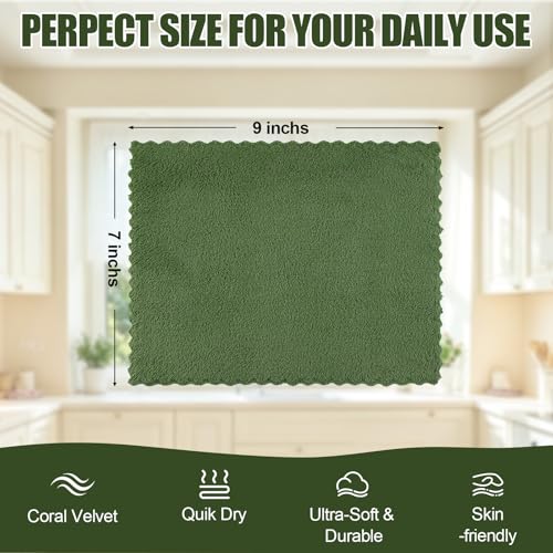 Kitinjoy 24 Pack Kitchen Cloths Dish Towels (7" x 9", Grass Green) - color: Grass Green, size: 7 X 9 inch- 24 Pack
