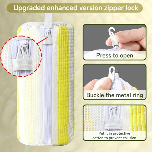 Anybar Shoe Washing Machine Bag –2 Pcs Reusable Laundry Shoe Bag 360° Deep Cleaning Sneaker Washing Machine Bag Fits All Shoe Types Microfiber Inside with Self-locking Zipper (Yellow White) - color: Yellow White