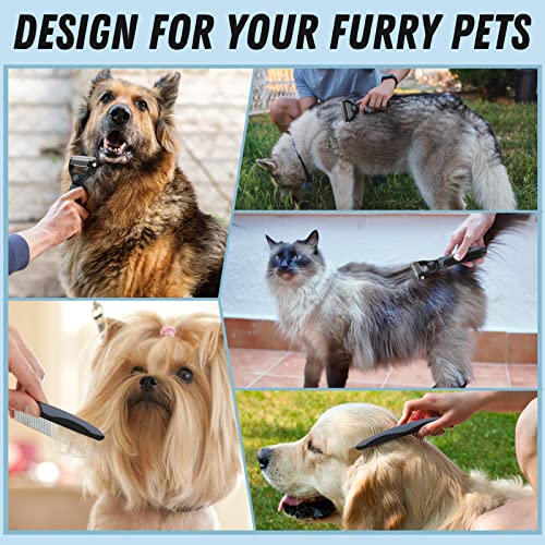 Docrok Pet Grooming Brush and Metal Comb Combo for Dogs & Cats, Gray - color: Gray