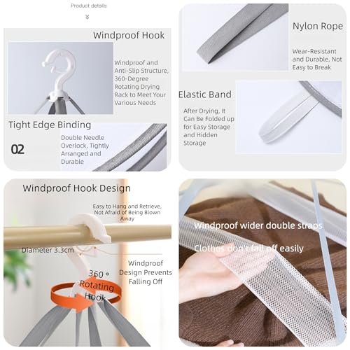 Hanging Drying Rack Foldable Sweater Clothes Dryer Flat Mesh Large Portable Fixed Windproof for Home, Dormitory and Bathroom 3 Tier - color: A, size: 1PC