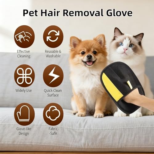 Thickened Electrostatic Pet Hair Removal Gloves for Dogs & Cats,Reusable & Washable Cat Hair Removal Glove, Pet Hair Remover Tool for Clothing, Couch, Carpet, Car Seat, Bed (Balck) - color: Balck