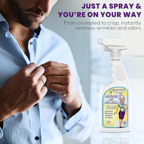 Grandma's Secret Refresh N ReWear Spray - Instantly Removes Wrinkles & Odors - Wrinkle Release, Fabric Refresher Spray, Chlorine, Bleach and Toxin-Free - 16 Ounce, 2 Pack - size: 16.00 Fl Oz (Pack of 2), style: Refresh N Rewear