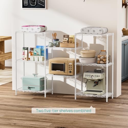 SINGAYE 4 Metal Shelves Wire Shelving Storage Shelf Adjustable Unit Pantry - color: White, size: 4 Tier 14"Dx24"Wx48"H