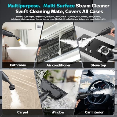 Steam Cleaner, 3-Level Adjustable Portable Steamer for Cleaning - color: White