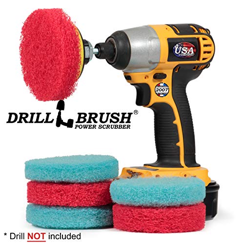 Bathroom Accessories - Cleaning Supplies - Bath Mat - Shower Door Cleaner - color: 3x Red Pads 3x Light Blue Pads