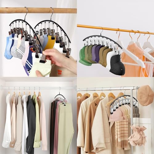 Legging Hangers for Closet Organizer, Hat Hangers for Closet 4 Pack with 10 Clips Holds 40 Leggings, Legging Hanger, Pants Storage Organizer Suitable for Socks, Panties, Underwear, Pants (4-White) - color: 4-white