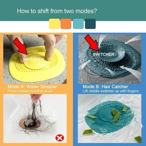 Silicone Sink Drain Hair Catcher, Anti-Clog Strainer for Bath & Kitchen - color: Orange