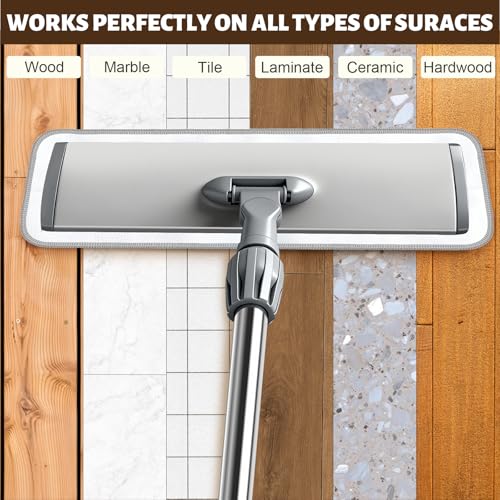 Microfiber Mop, 360° Rotating Flat Floor Cleaner 4 Pads, Grey - color: Gray