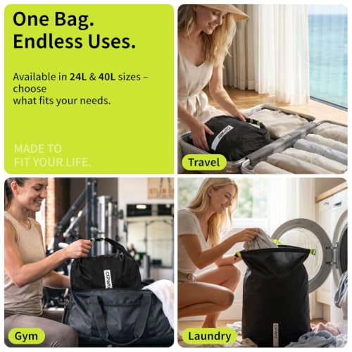 Travel Compression Laundry Bag for Dirty Clothes, 24L 1Pack