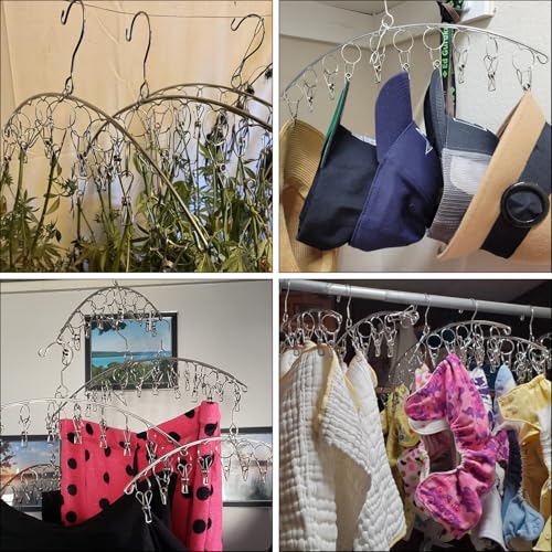 16 Pack 14 inch Stainless Steel Drying Rack with 10 Clips, Sock Drying Rack with Windproof Clips, Stainless Steel Clothes Hanger for Bras, Clothes, Sock & Underwear Towels - size: 16 Pack