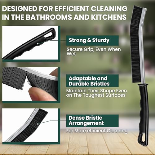 8 Pcs Crevice Cleaning Brush Set – Hard Bristle Cleaning Tools for Grout, Gaps & Narrow Spaces – Multi-Purpose Grout Brush, for Cleaning Bathroom, Shower, Window Tracks, Kitchen | Multi-Purpose Grout Brush for Bathroom, Shower, Window Tracks & Kitchen Cle