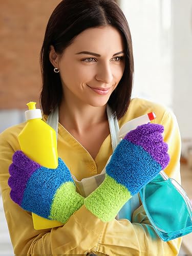 Patelai 3 Pairs Microfiber Dusting Gloves for Plants Leaf, Medium - color: Colorful, size: Medium