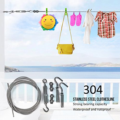 DEWEL 32FT Stainless Steel Clothes Lines for Hanging Clothes Outside - size: 32ft