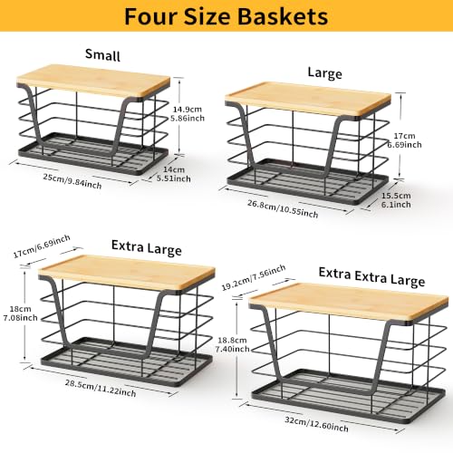 ALOCEO 4 Pack Stackable Storage Bins with Lids, Stainless Steel Trash Bag Dispenser Roll Holder for for Kitchen Sink, Laundry, Pantry Organizer and Storage, Black - color: 4-Pack - XXL&XL&L&S Black