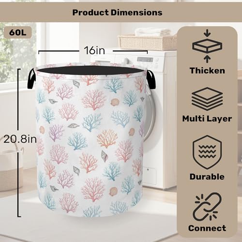 Starfish Coral Foldable Laundry Hamper - Waterproof Fabric Storage Basket with Handles, Clothes Hampers for Laundry,Bedroom,Dorm - color: Starfish Coral