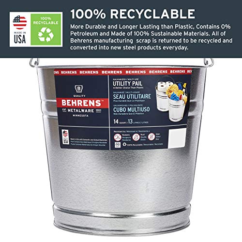 Behrens Galvanized Steel Utility Pail 14-Quart - size: 14 quarts, style: Galvanized