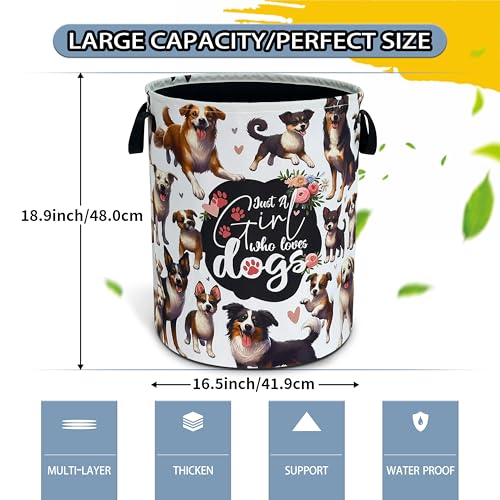Dog Puppy Lovers Laundry Basket Foldable Waterproof Hamper 18.9 x 16.5 Inch - color: Dog Pet