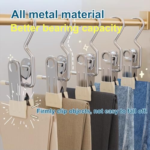 20 Pcs Stainless Steel Multi-Function Hanger Clips – Portable Hooks for Laundry Hanging & Closet Storage, Compatible with Boots, Socks, Pants, Hats, Handbags, Towels, Bras