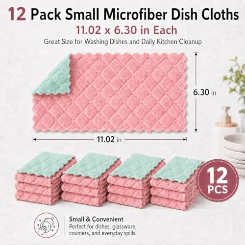 kimteny 12 Pack Dish Cloths for Washing Dishes - color: Pink-green