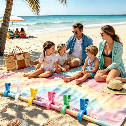 20 Beach Chair Towel Clips, Large-Sized Durable Hanger Clip, Cruise Beach Chair Pool Chair Dedicated Towel Rack, Beach Chair Clip to Prevent Towels from Being Blown Away by The Wind, 5 Colors (20)