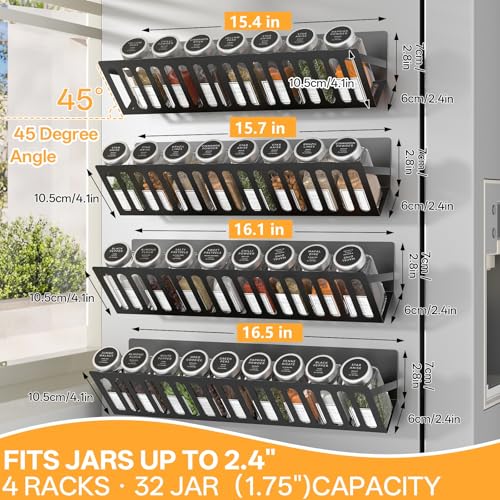 DTUQYX 4 Pack Magnetic Extra Long Shelves for Washing Machine,15-16.5in Magnetic Hanging Closet Organizer Laundry Shelf for Metal Surface,No Drill, Strong Magnet, Space Saving - size: 15.4"-16.5"