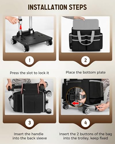 Ytonet Rolling Cleaning Caddy Bag with Apron, Cleaning Caddy with 4 Wheels - color: Black