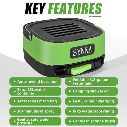 SYNNA Portable Cordless Electric Sprayer with Auto-Retractable Hose Reel