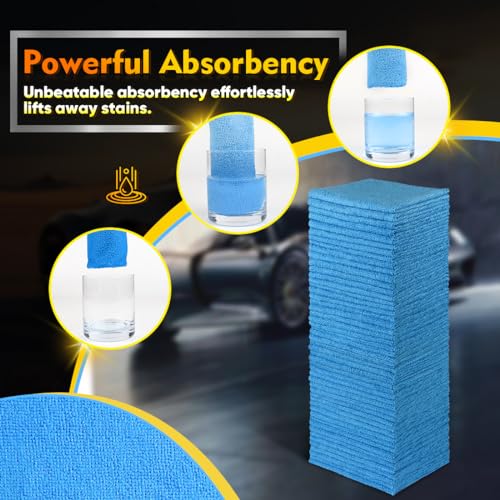 HOMEXCEL Blue Microfiber Cleaning Cloths 100 Pack, Reusable Cleaning Rags Shop Towels - Bulk Multipurpose Microfiber Towels, Lint Free Cleaning Towels for Car, House & Kitchen, 11.5 x 11.5 inch - color: Blue