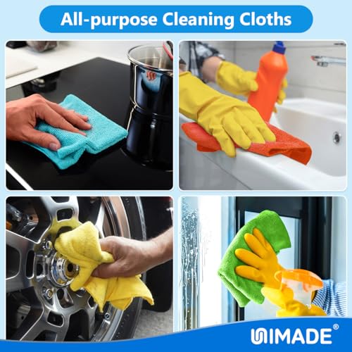 UNIMADE Microfiber Cleaning Cloth, 20 Pack Reusable Microfiber Towels - color: Multicolor, size: 20PK