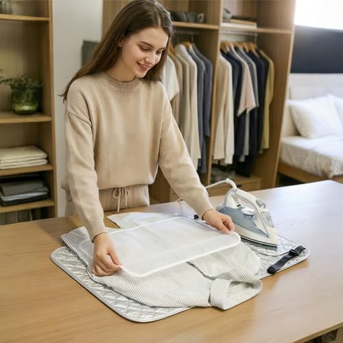 Ironing Mat Kit, 39.8" x 18.1" Foldable Portable Large 4-in-1 Ironing Mat with Magnetic Edges for Tabletop, Door, Washer & Dryer