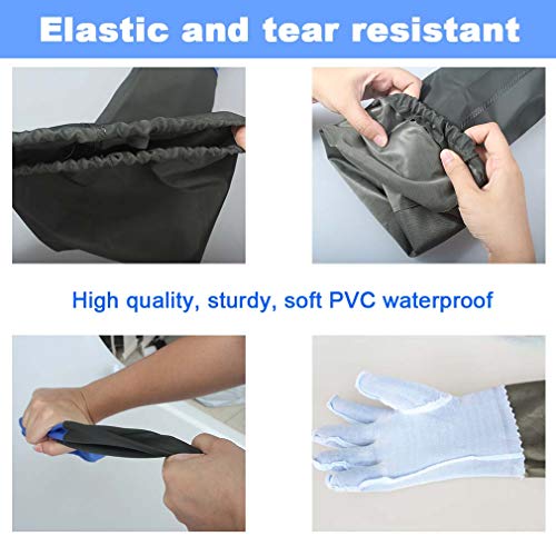 Haiou 25" Long Rubber Gloves for Waterproof Pond Gloves for Cleaning -Large
