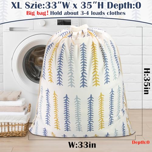 Thick Canvas Laundry Bag with Handles & Drawstring, XL 33"Wx 35"H,Fishbone - color: Fishbone,1pc XL, size: XL 33"W x 35"H┃1 Pack