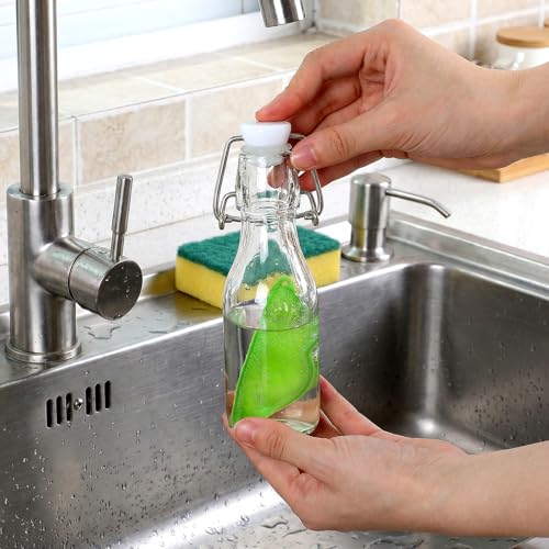 6 Pcs Bottle Cleaning Beans, Magic Beans Bottle Cleaner, Sponge Reusable Bean Shape Heat Resistance Pod Sponges with Ceramic Balls Green Shaped Internal Tools of Small Mouth