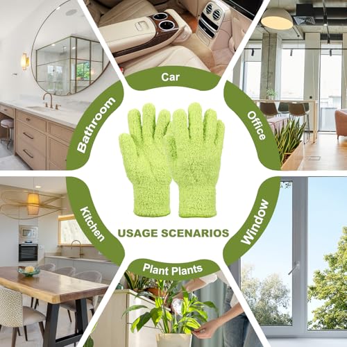 uxcell Microfiber Gloves, Reusable Washable Plant Dusting Gloves Cleaning Mittens for Auto Plants Household Kitchen - color: Khaki/Dark Blue/Grass Green
