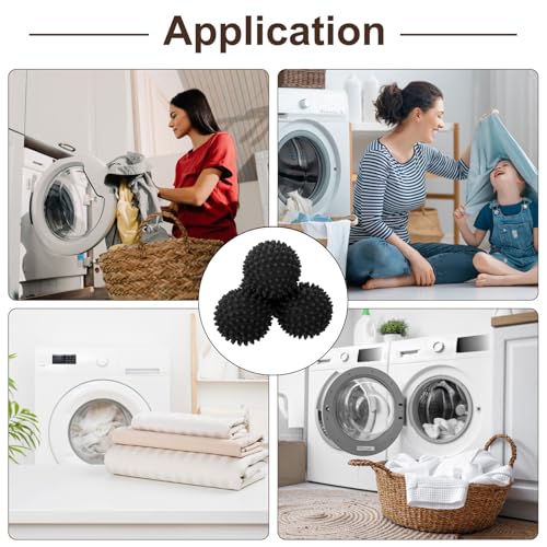 uxcell 4pcs Reusable Laundry Dryer Balls Vinyl Drying Balls for Reduce Wrinkles Static Fabric Softener Reduce Drying Time Save on Energy, Black - color: Black