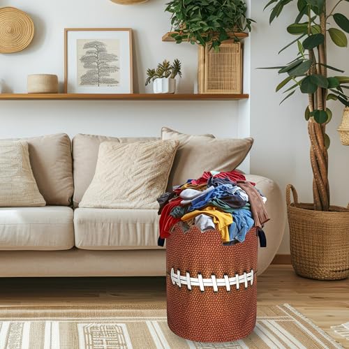 Funny Football Laundry Basket Oxford Cloth Foldable Hamper 18.9x16.5 Inch - color: Retro Football Pattern