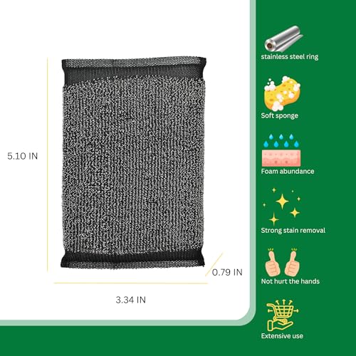 Steel Wool Scrub Sponges, Non Scratch Kitchen Dish Scrubbers - size: 12 Pack