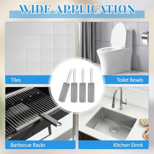 4 Pack Toilet Pumice Stone with Handle,Pumice Stone Toilet Bowl Cleaner
