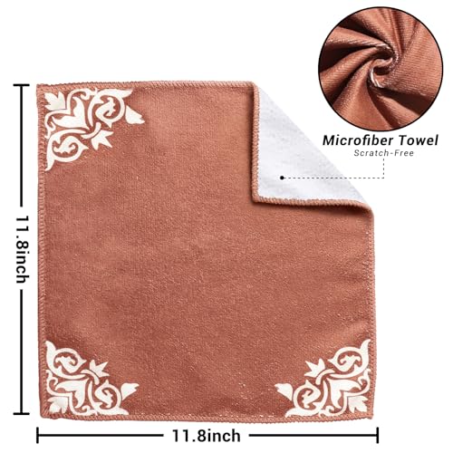 YUA Microfiber Cleaning Cloth 12 Pack,Microfiber Towels Cleaning,Microfiber Towels for Cars,Absorbent Dish Washing Cloth,Reusable Cleaning Cloths Lint Free (Brown Corner Flower) - style: Brown Corner Flower)