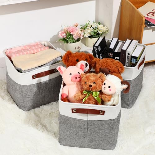 Uiifan 12 x 12 x 12 Inch 8 Pack Fabric Storage Baskets with Handles, Gray - color: Gray, size: 12 x 12 x 12 Inch