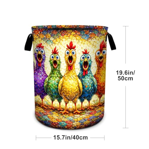 Rooster Laundry Basket Foldable Laundry Hamper With Handles Clothes Storage Bucket Organizer Laundry Bag For Bedroom Bathroom Laundry Storage 19.6 x 15.7 - color: Rooster