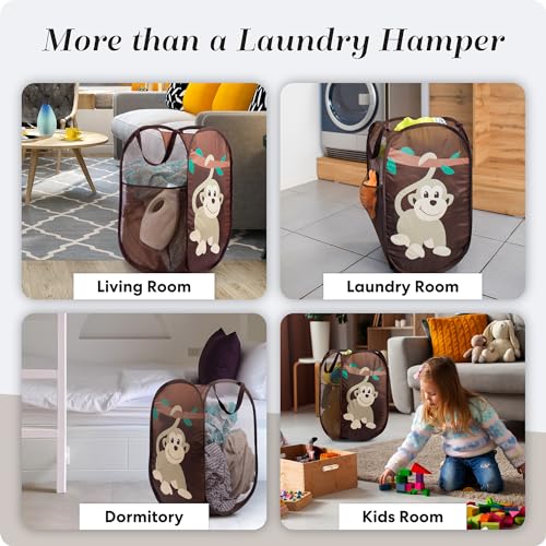 Handy Laundry Collapsible Mesh Pop Up Laundry Hamper 14 x 13 x 24 in - color: Monkey