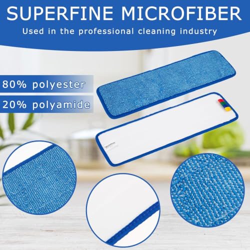 24 Pack Replacement Microfiber Pad - Thick - Universal Commercial 17-18 Inch Mop Head- Heavy Duty - Wet & Dry Cleaning Refills Reusable Mop Refills Fit for Most Microfiber Flat System - size: 24 Pack - 18in Flat Mop Head (Rectangular)