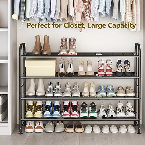 LINZINAR 4 Tier Long Shoe Rack for Closet Metal Shoe Organizer for Entryway - color: Black, size: 4-Tier