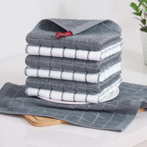 Homaxy Premium Cotton Kitchen Dish Cloths 12"x 12", 8 Pack, Grey - color: Grey, size: 12" X 12" - 8 Pack