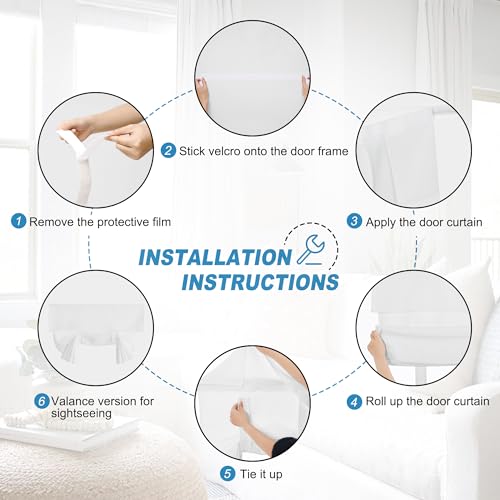 RYB HOME Faux Linen Side Door Curtain - Privacy Window Curtains for Patio French Door Front Door Sidelight Curtain Tie up Shade, 1 Piece, 12W x 72L Inches, Pure White - color: White, size: 12"W x 72"L (Pack of 1)